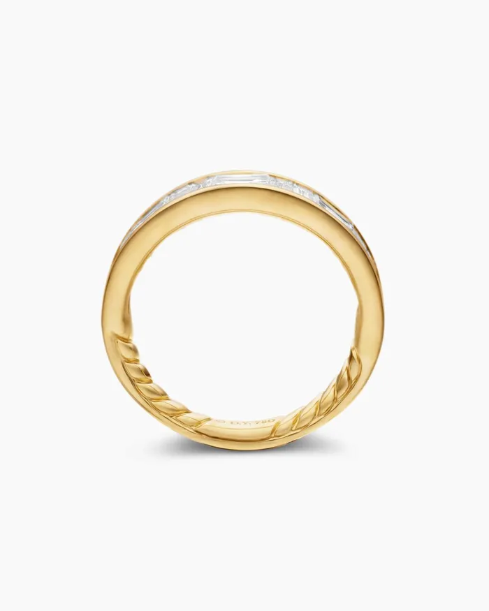 DY Eden Band Ring In 18K Yellow Gold With Baguette Diamonds 48mm Women David Yurman Band DY Eden Band Ring In 18K Yellow Gold With Baguette Diamonds 48mm Women David Yurman Band
