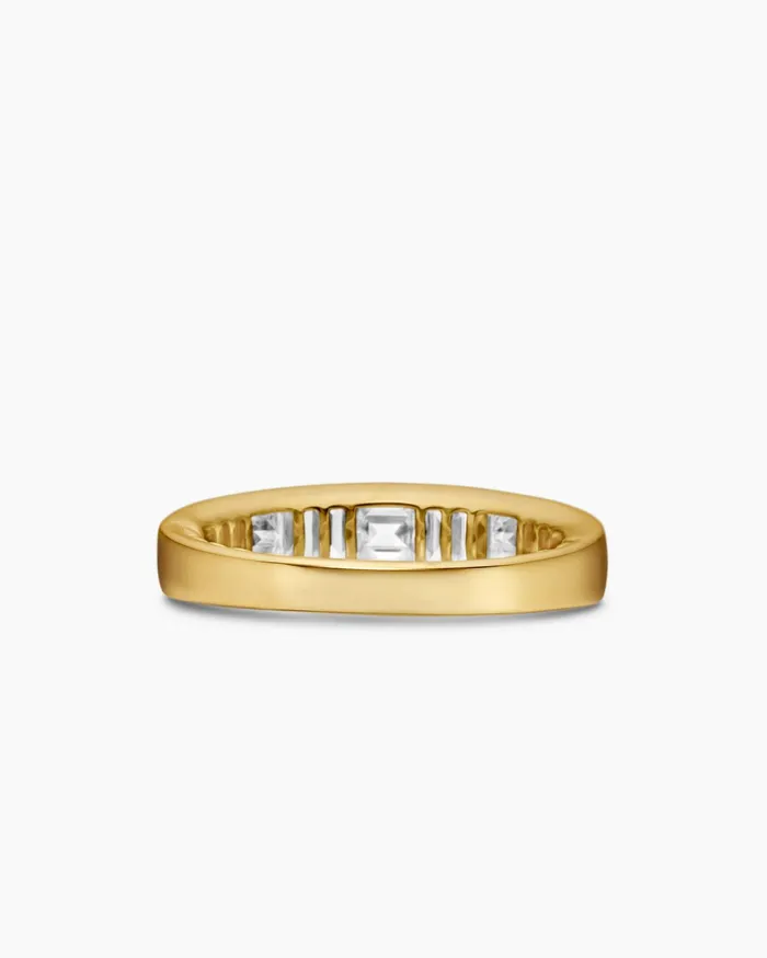 DY Eden Band Ring In 18K Yellow Gold With Baguette Diamonds 48mm Women David Yurman Band DY Eden Band Ring In 18K Yellow Gold With Baguette Diamonds 48mm Women David Yurman Band