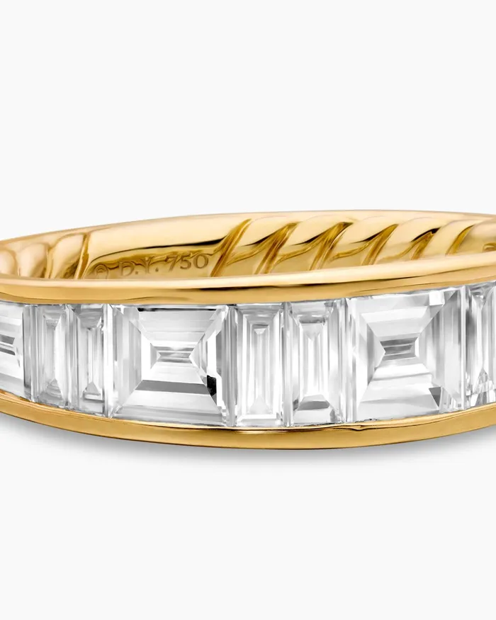 DY Eden Band Ring In 18K Yellow Gold With Baguette Diamonds 48mm Women David Yurman Band DY Eden Band Ring In 18K Yellow Gold With Baguette Diamonds 48mm Women David Yurman Band