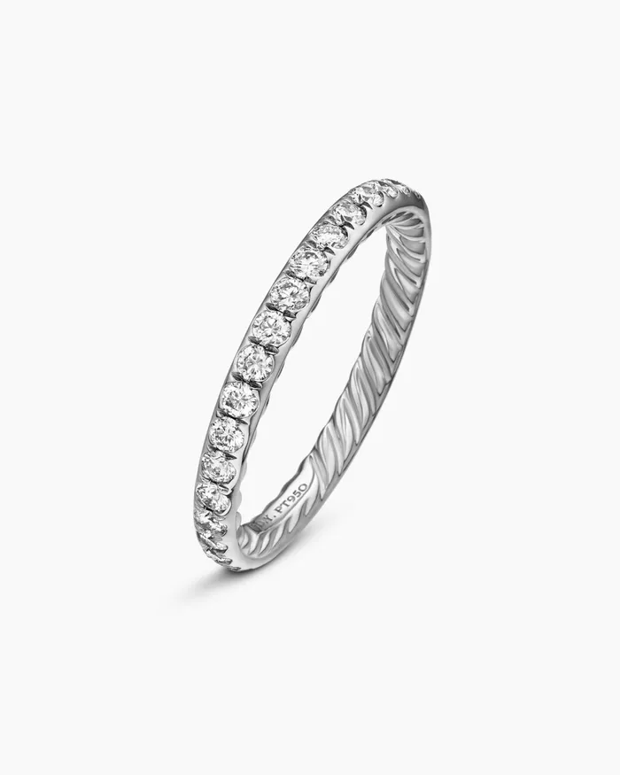 DY Eden Band Ring In Platinum With Diamonds 22mm Women David Yurman Band DY Eden Band Ring In Platinum With Diamonds 22mm Women David Yurman Band