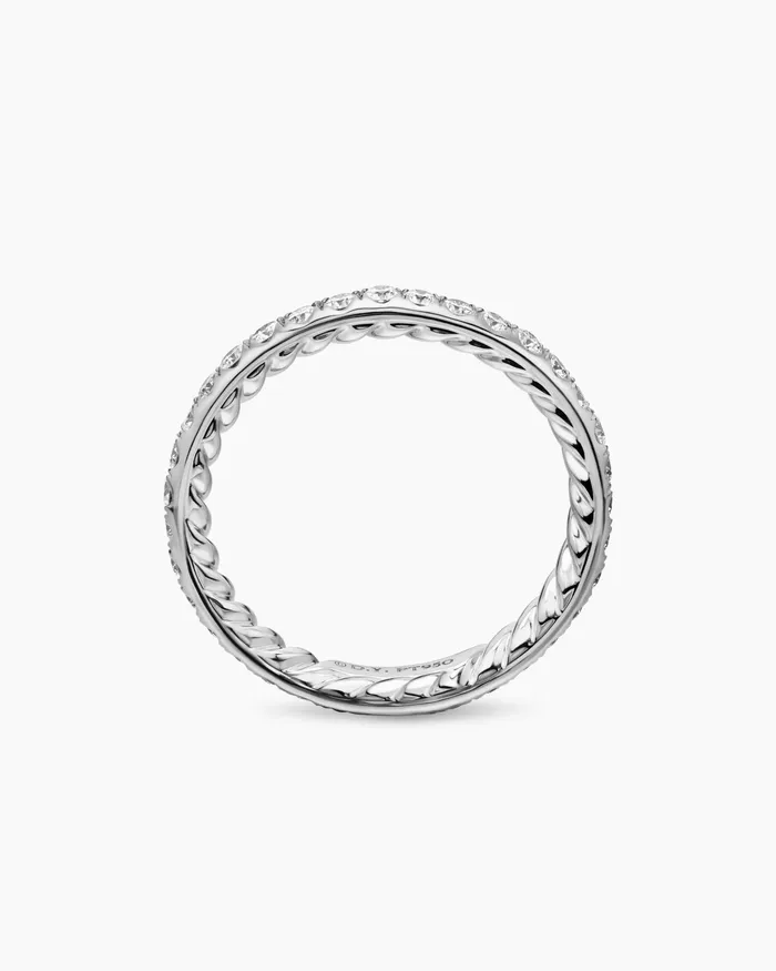 DY Eden Band Ring In Platinum With Diamonds 22mm Women David Yurman Band DY Eden Band Ring In Platinum With Diamonds 22mm Women David Yurman Band