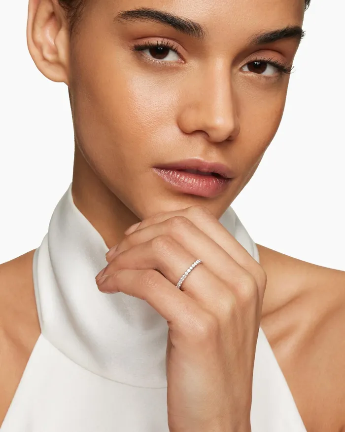 DY Eden Band Ring In Platinum With Diamonds 22mm Women David Yurman Band DY Eden Band Ring In Platinum With Diamonds 22mm Women David Yurman Band