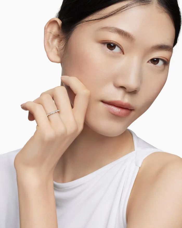 DY Eden Partway Baguette Diamond Band Ring In 18K Yellow Gold 2mm Women David Yurman Band DY Eden Partway Baguette Diamond Band Ring In 18K Yellow Gold 2mm Women David Yurman Band