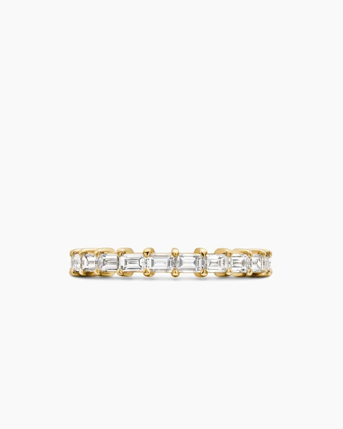 DY Eden Partway Baguette Diamond Band Ring In 18K Yellow Gold 2mm Women David Yurman Band DY Eden Partway Baguette Diamond Band Ring In 18K Yellow Gold 2mm Women David Yurman Band
