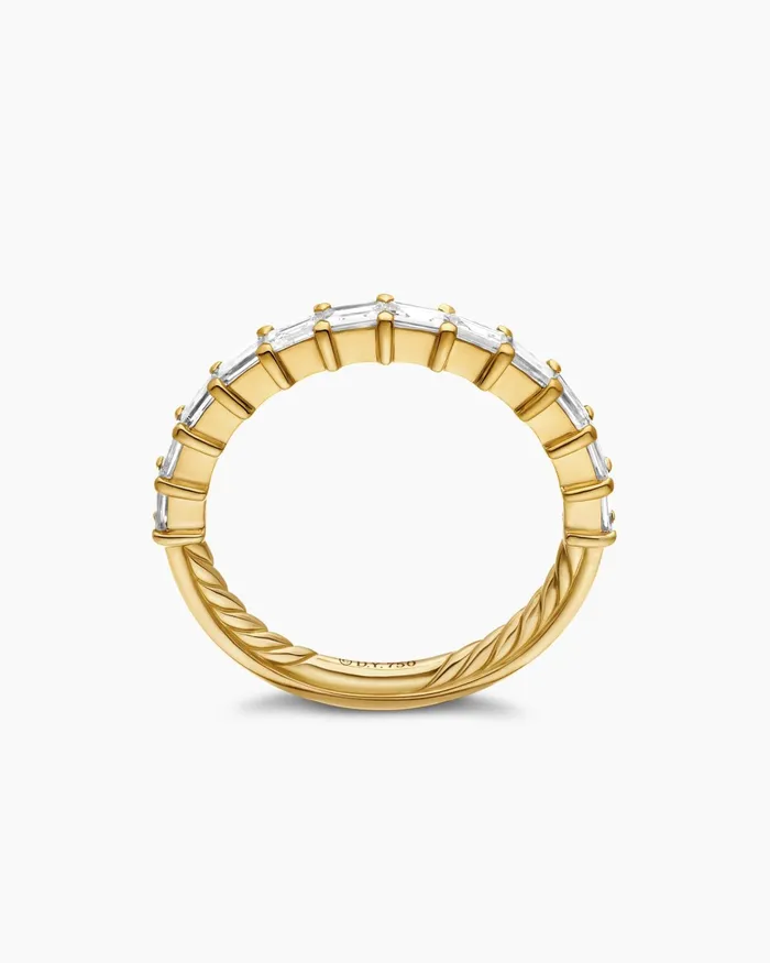 DY Eden Partway Baguette Diamond Band Ring In 18K Yellow Gold 2mm Women David Yurman Band DY Eden Partway Baguette Diamond Band Ring In 18K Yellow Gold 2mm Women David Yurman Band