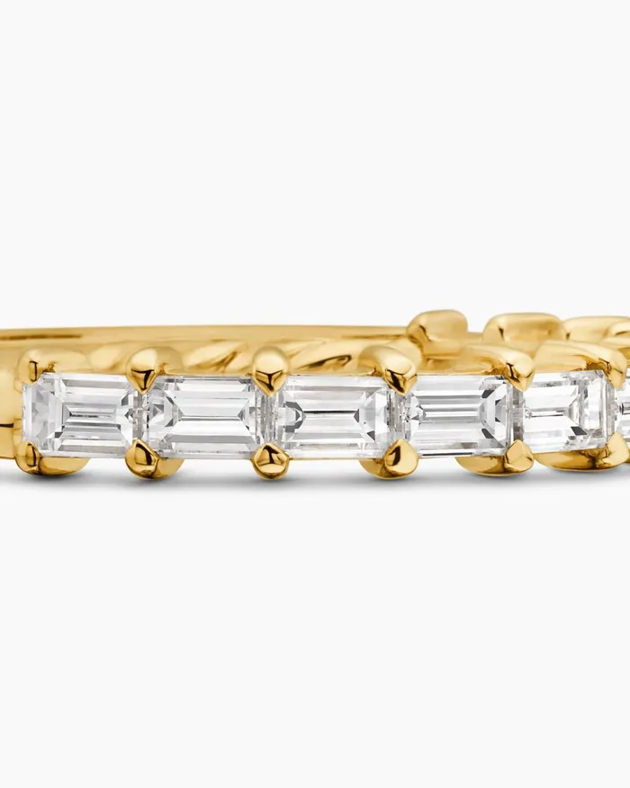 DY Eden Partway Baguette Diamond Band Ring In 18K Yellow Gold 2mm Women David Yurman Band DY Eden Partway Baguette Diamond Band Ring In 18K Yellow Gold 2mm Women David Yurman Band