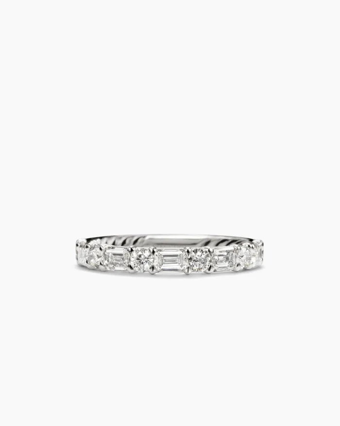 DY Infinity Alternating Diamond Band Ring In Platinum 33mm Women David Yurman Band DY Infinity Alternating Diamond Band Ring In Platinum 33mm Women David Yurman Band