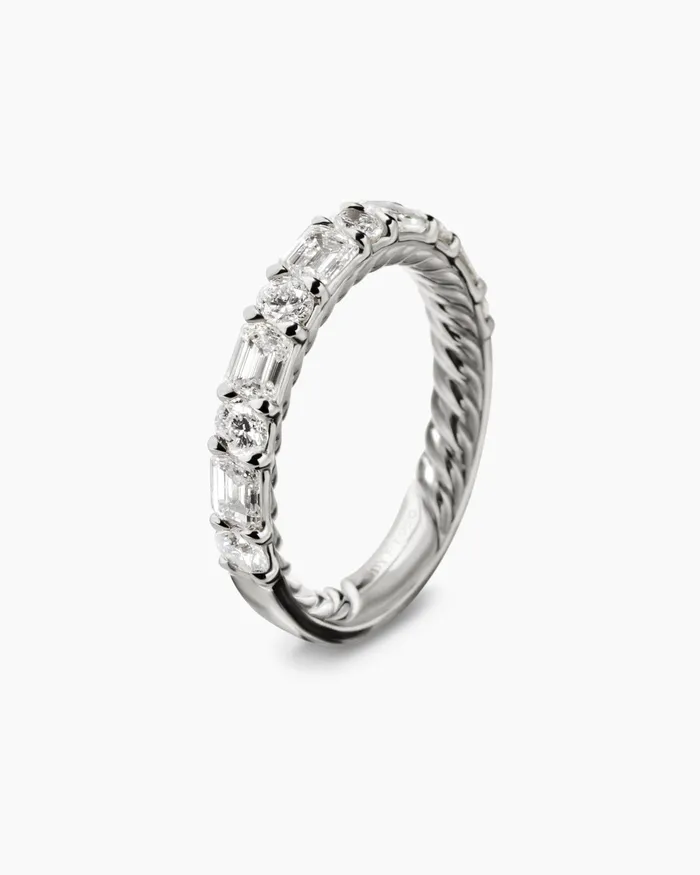 DY Infinity Alternating Diamond Band Ring In Platinum 33mm Women David Yurman Band DY Infinity Alternating Diamond Band Ring In Platinum 33mm Women David Yurman Band