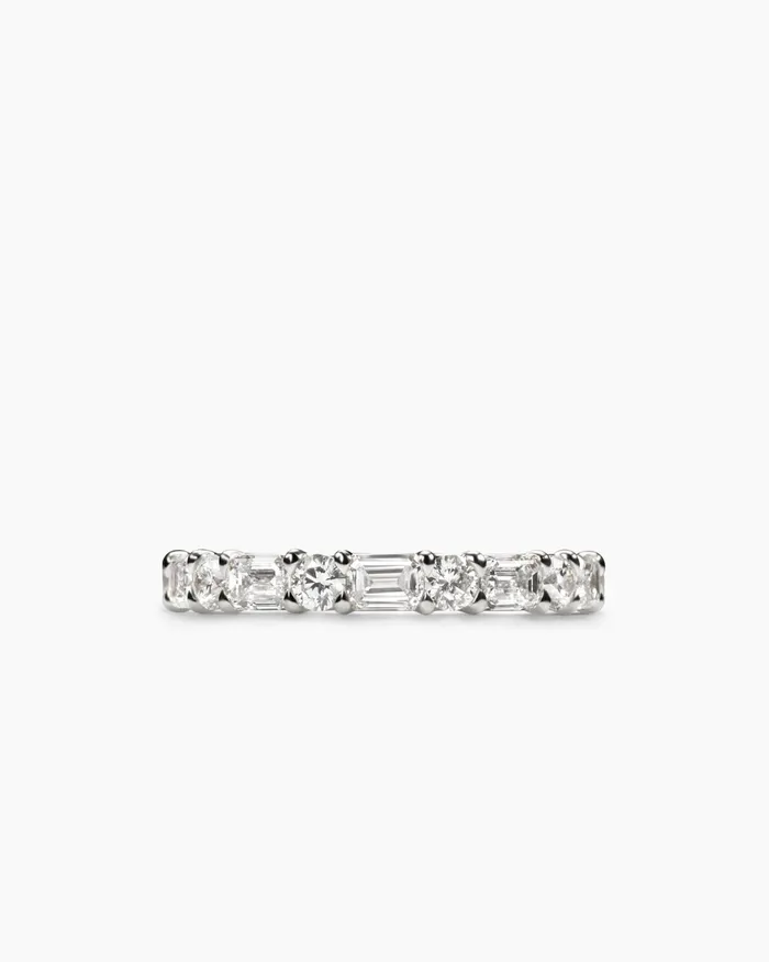 DY Infinity Alternating Diamond Band Ring In Platinum 33mm Women David Yurman Band DY Infinity Alternating Diamond Band Ring In Platinum 33mm Women David Yurman Band