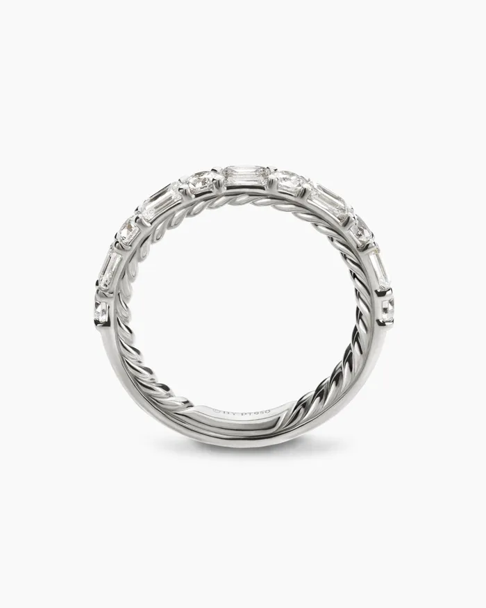 DY Infinity Alternating Diamond Band Ring In Platinum 33mm Women David Yurman Band DY Infinity Alternating Diamond Band Ring In Platinum 33mm Women David Yurman Band