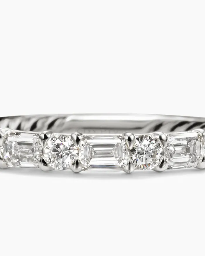 DY Infinity Alternating Diamond Band Ring In Platinum 33mm Women David Yurman Band DY Infinity Alternating Diamond Band Ring In Platinum 33mm Women David Yurman Band