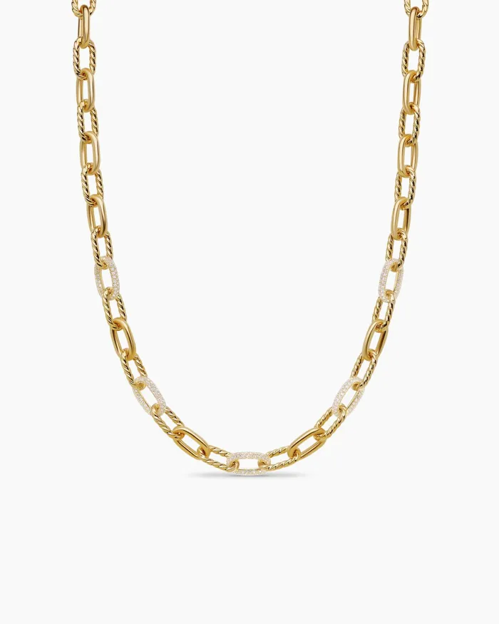 DY Madison Chain Necklace In 18K Yellow Gold With Diamonds 85mm Women David Yurman Chain DY Madison Chain Necklace In 18K Yellow Gold With Diamonds 85mm Women David Yurman Chain