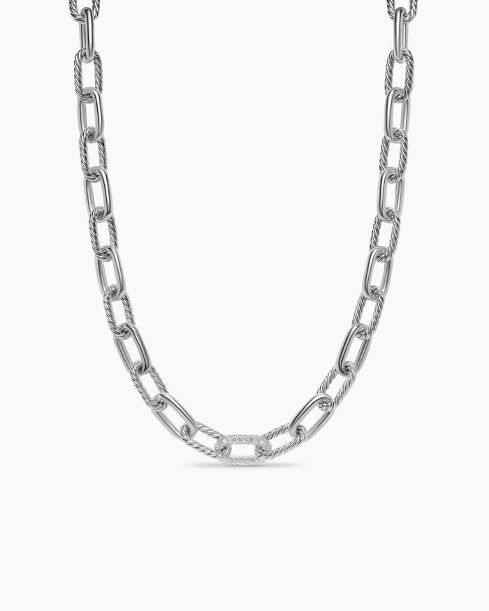 DY Madison Chain Necklace In Sterling Silver With Diamonds 11mm Women David Yurman Chain DY Madison Chain Necklace In Sterling Silver With Diamonds 11mm Women David Yurman Chain