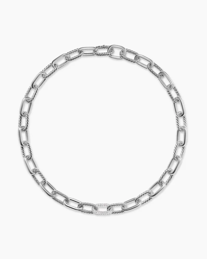DY Madison Chain Necklace In Sterling Silver With Diamonds 11mm Women David Yurman Chain DY Madison Chain Necklace In Sterling Silver With Diamonds 11mm Women David Yurman Chain