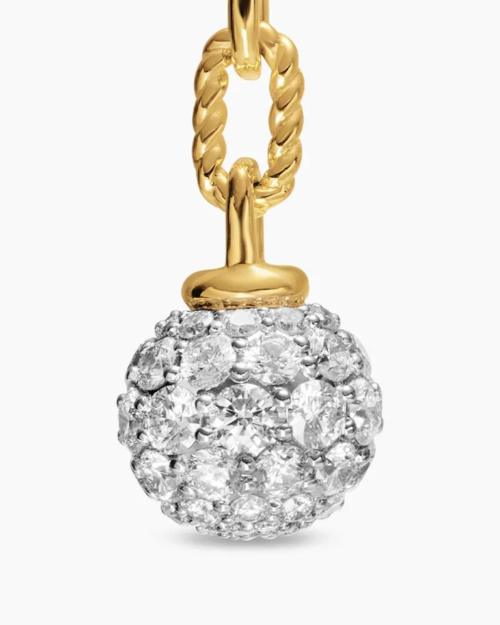 DY Madison Pav Bead Drop Earrings In 18K Yellow Gold With Diamonds 50mm Women David Yurman Drop DY Madison Pav Bead Drop Earrings In 18K Yellow Gold With Diamonds 50mm Women David Yurman Drop