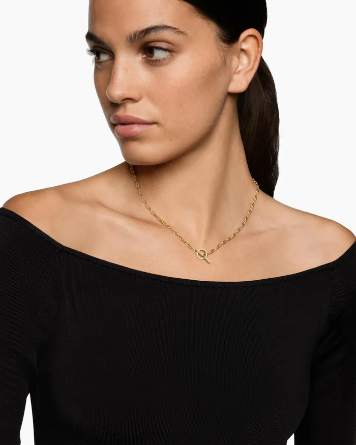 DY Madison Pav Toggle Chain Necklace In 18K Yellow Gold 3mm Women David Yurman Chain DY Madison Pav Toggle Chain Necklace In 18K Yellow Gold 3mm Women David Yurman Chain