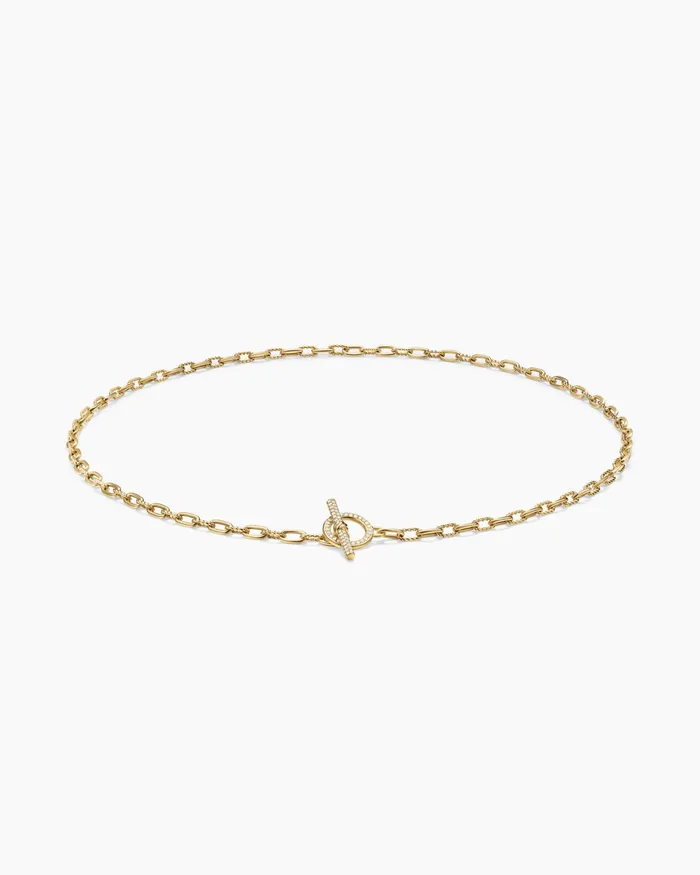 DY Madison Pav Toggle Chain Necklace In 18K Yellow Gold 3mm Women David Yurman Chain DY Madison Pav Toggle Chain Necklace In 18K Yellow Gold 3mm Women David Yurman Chain