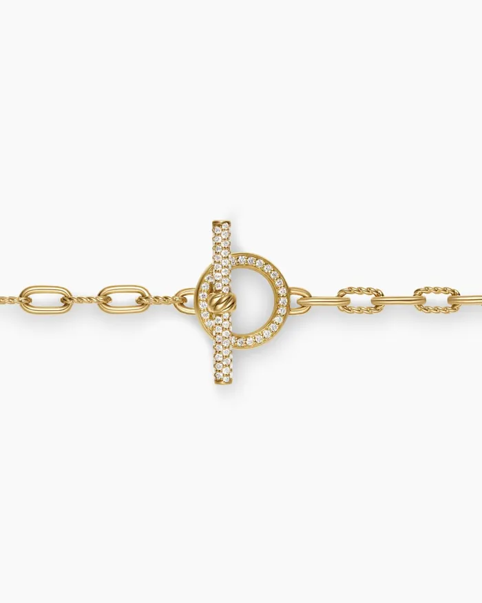 DY Madison Pav Toggle Chain Necklace In 18K Yellow Gold 3mm Women David Yurman Chain DY Madison Pav Toggle Chain Necklace In 18K Yellow Gold 3mm Women David Yurman Chain
