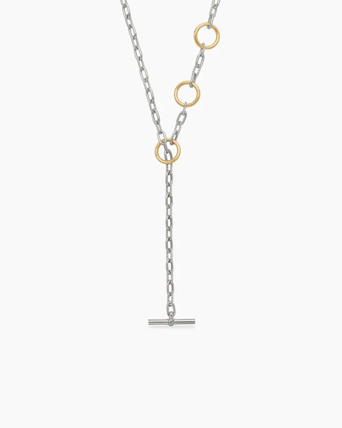 DY Madison Three Ring Chain Necklace In Sterling Silver With 18K Yellow Gold 3mm Women David Yurman Chain DY Madison Three Ring Chain Necklace In Sterling Silver With 18K Yellow Gold 3mm Women David Yurman Chain