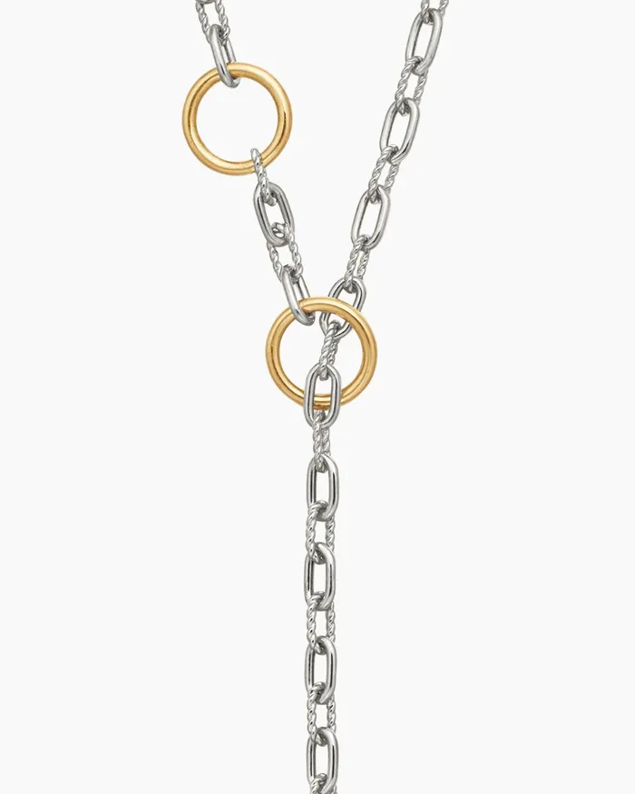 DY Madison Three Ring Chain Necklace In Sterling Silver With 18K Yellow Gold 3mm Women David Yurman Chain DY Madison Three Ring Chain Necklace In Sterling Silver With 18K Yellow Gold 3mm Women David Yurman Chain