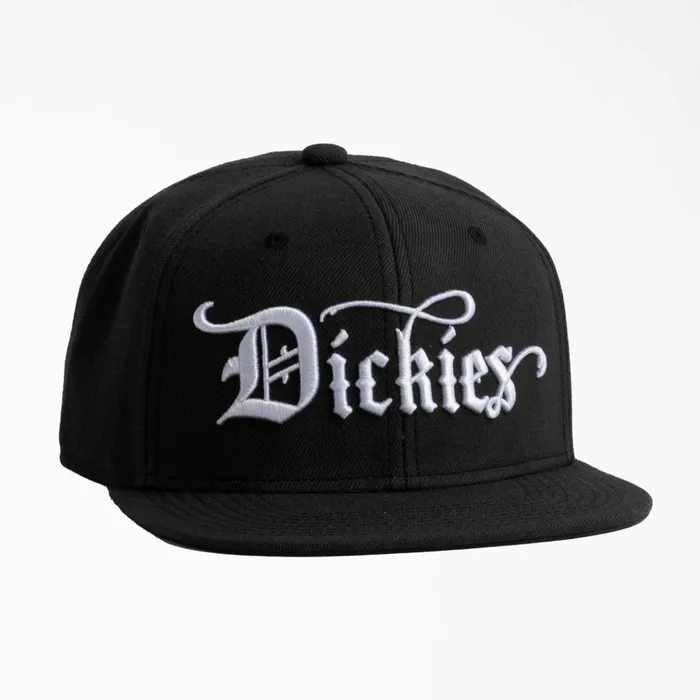 Embroidered Flat Brim Hat Black Black bk Men Dickies Hats and Beanies