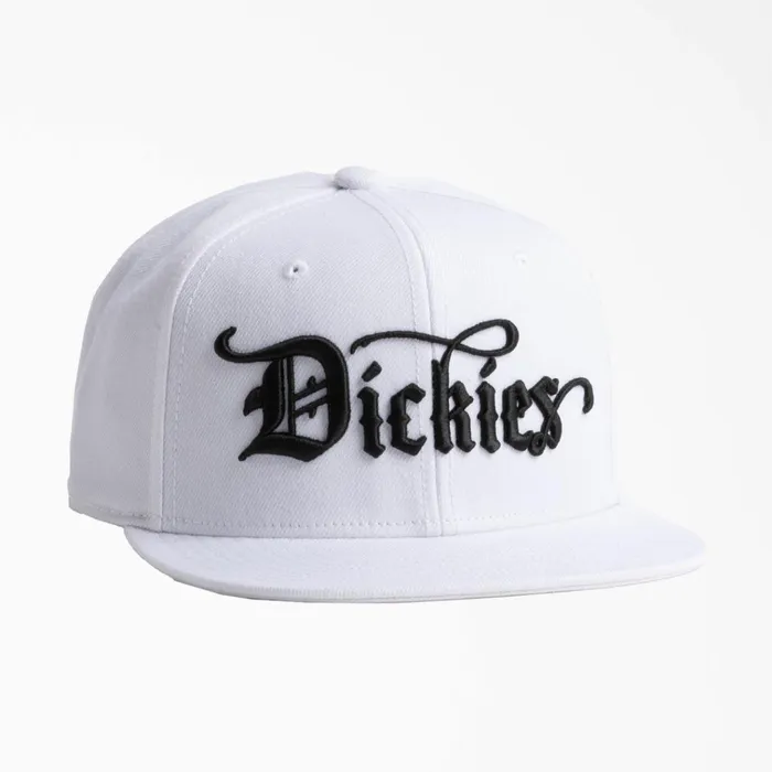 Embroidered Flat Brim Hat White White wh Men Dickies Hats and Beanies