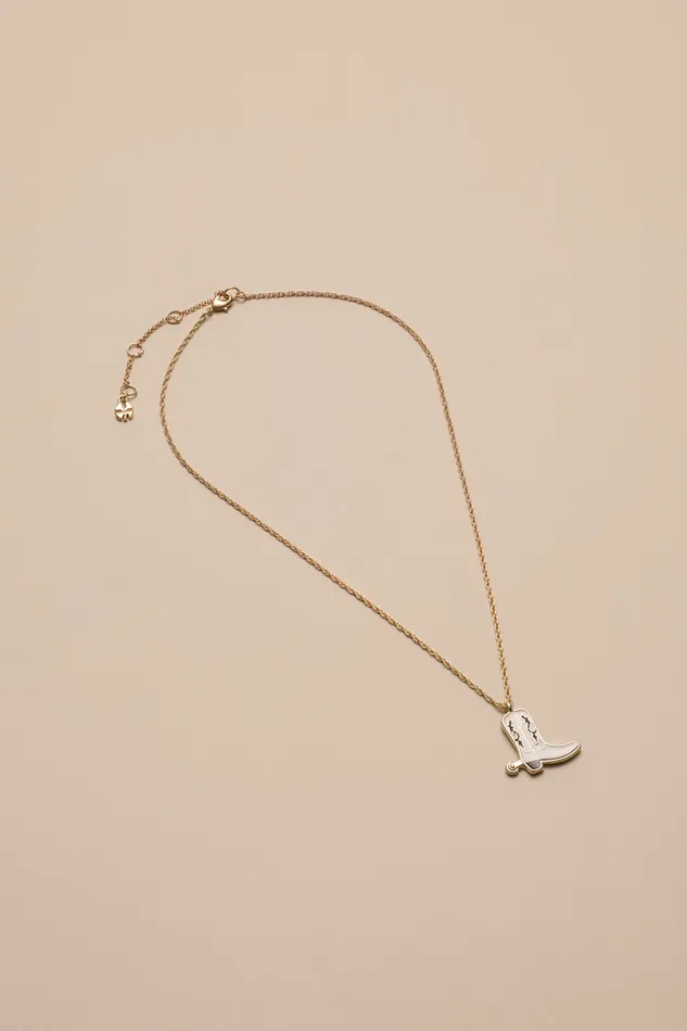 Enamel Cowboy Boot Necklace Gold Women Lucky Brand Jewelry