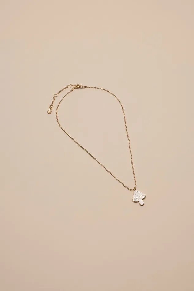 Enamel Mushroom Necklace Gold Women Lucky Brand Jewelry