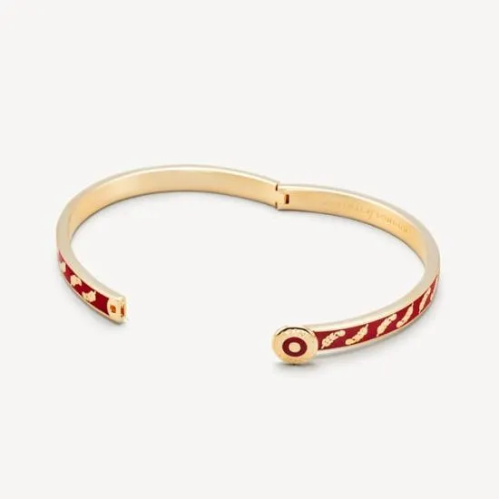 Feather Bangle Cardinal Red Enamel On 18ct Gold Plated Women Aspinal Of London Bangles and Bracelets