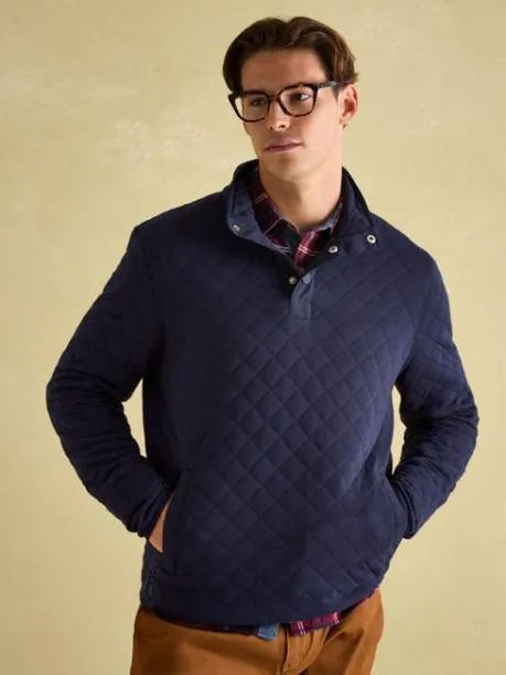 Fleeces and Sweatshirts Men Joules Navy Quilted Jersey Pullover Sweatshirt