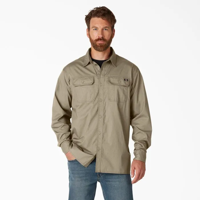 FLEX Ripstop Long Sleeve Shirt Rinsed Desert Sand Rinsed Desert Sand rds Men Dickies Long Sleeve Work Shirts FLEX Ripstop Long Sleeve Shirt Rinsed Desert Sand Rinsed Desert Sand rds Men Dickies Long Sleeve Work Shirts
