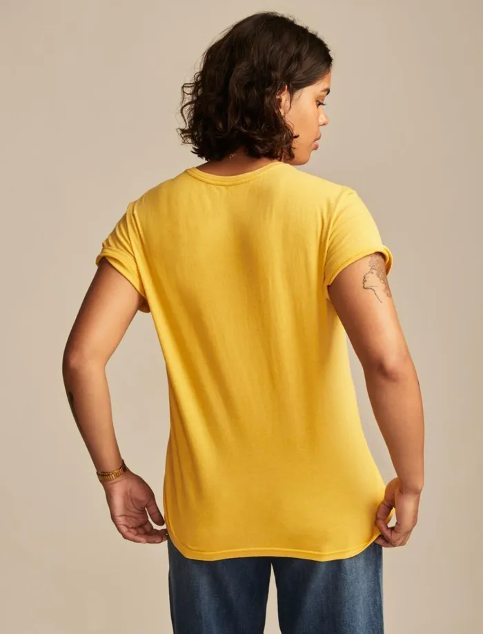 Floral Still Life Boyfriend Tee Spicy Mustard Women Lucky Brand Graphic Tees