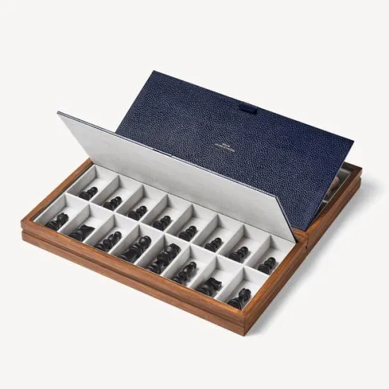 Foldable Wooden Chess Set Pine Wood With Navy Pebble Women Aspinal Of London Luxury Games