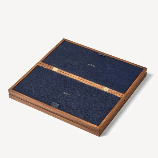 Foldable Wooden Chess Set Pine Wood With Navy Pebble Women Aspinal Of London Luxury Games