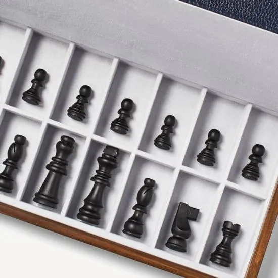 Foldable Wooden Chess Set Pine Wood With Navy Pebble Women Aspinal Of London Luxury Games