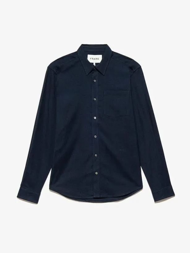 Frame Brushed Cotton Shirt In Midnight Blue Midnight Blue Men Shirts