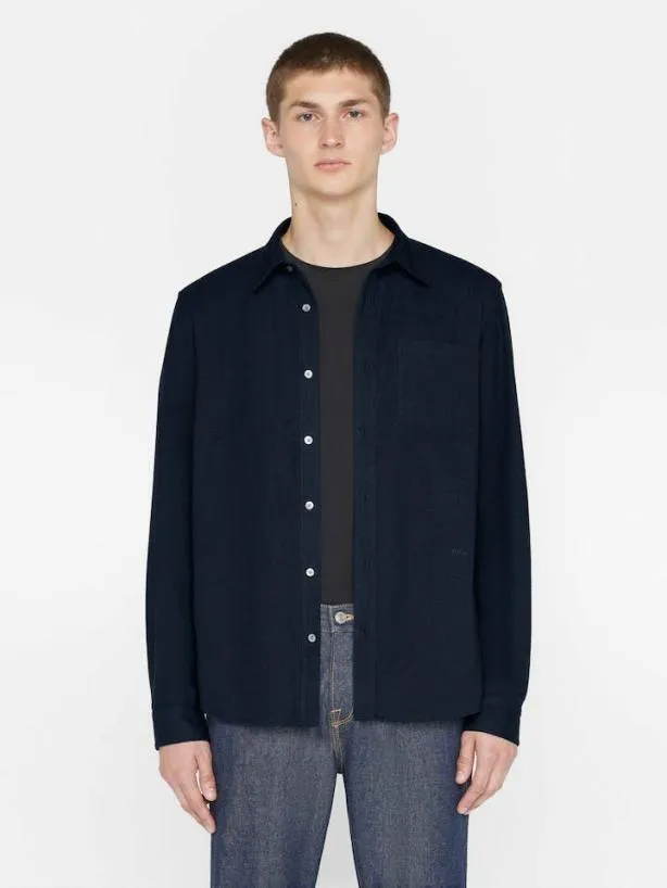 Frame Brushed Cotton Shirt In Midnight Blue Midnight Blue Men Shirts Frame Brushed Cotton Shirt In Midnight Blue Midnight Blue Men Shirts