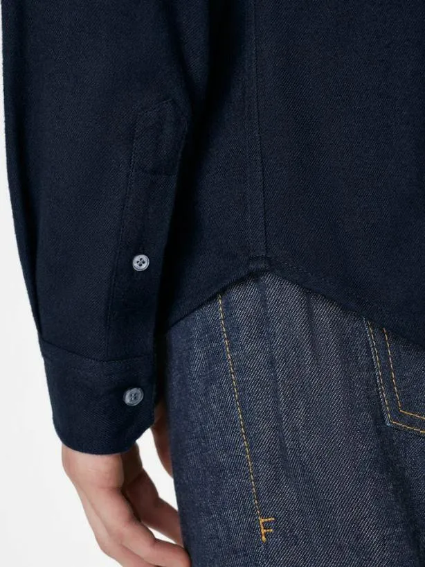 Frame Brushed Cotton Shirt In Midnight Blue Midnight Blue Men Shirts Frame Brushed Cotton Shirt In Midnight Blue Midnight Blue Men Shirts