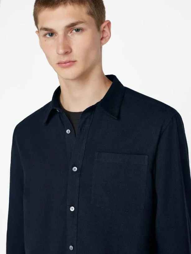 Frame Brushed Cotton Shirt In Midnight Blue Midnight Blue Men Shirts Frame Brushed Cotton Shirt In Midnight Blue Midnight Blue Men Shirts