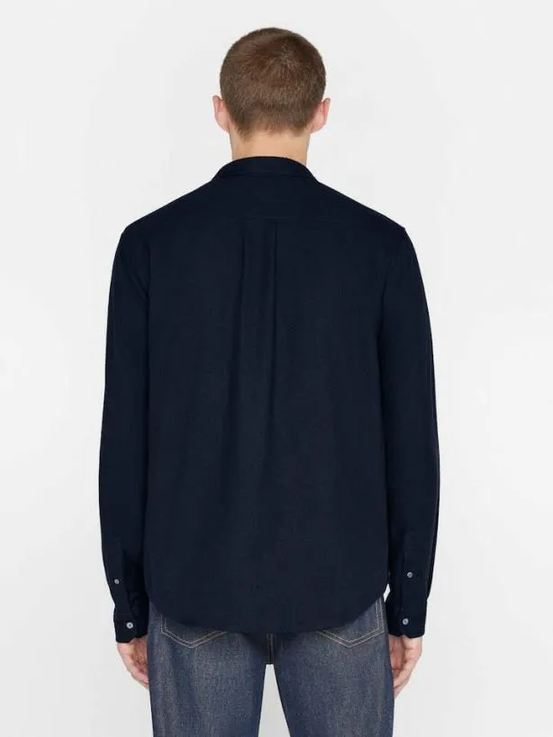 Frame Brushed Cotton Shirt In Midnight Blue Midnight Blue Men Shirts Frame Brushed Cotton Shirt In Midnight Blue Midnight Blue Men Shirts