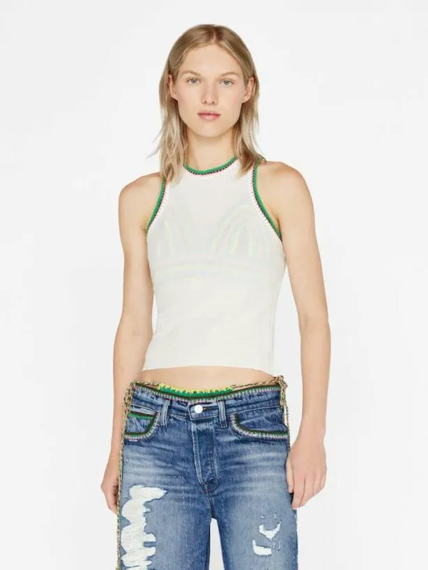 Frame Crochet Trim Tank In Blanc Blanc Women Tanks and Tees