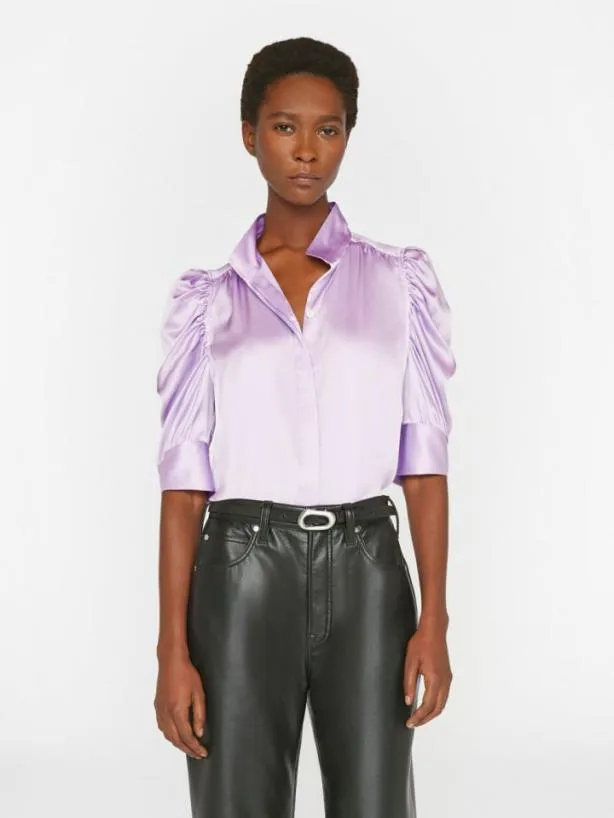 Frame Gillian Top In Lilac Lilac Women Tops and Blouses