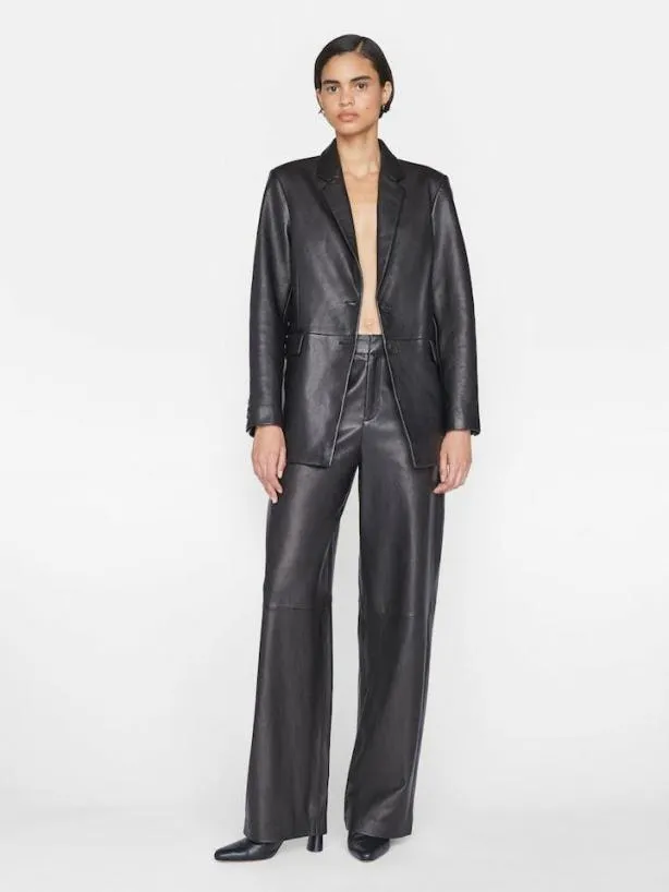 Frame High Rise Relaxed Leather Trouser In Noir Noir Women Pants Frame High Rise Relaxed Leather Trouser In Noir Noir Women Pants