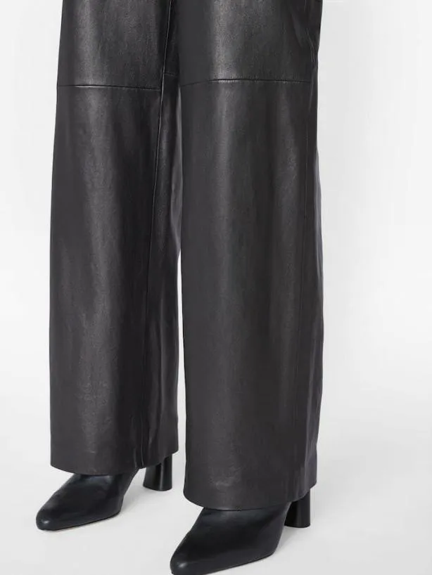 Frame High Rise Relaxed Leather Trouser In Noir Noir Women Pants Frame High Rise Relaxed Leather Trouser In Noir Noir Women Pants