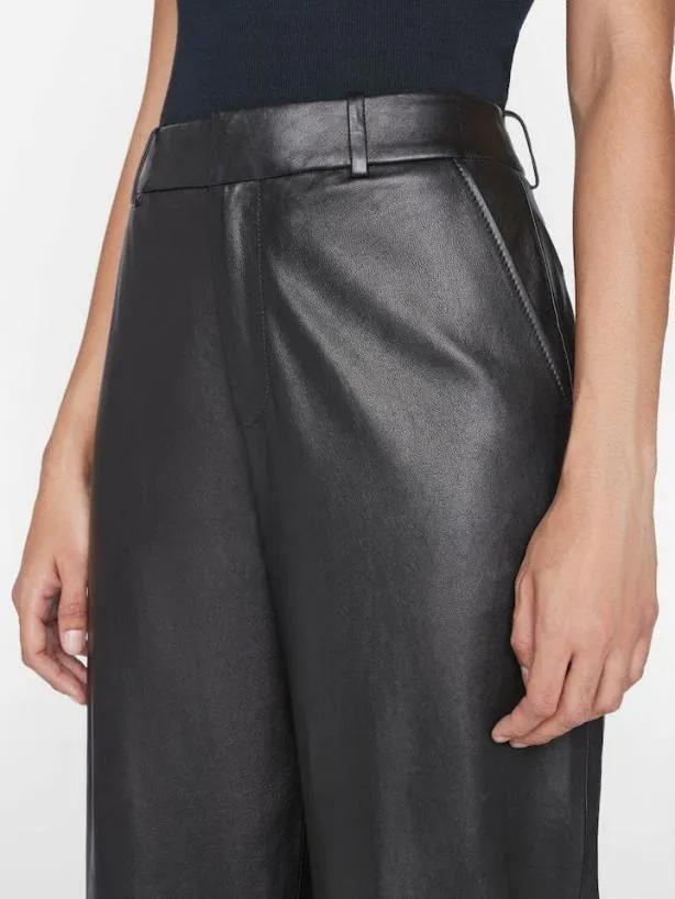Frame High Rise Relaxed Leather Trouser In Noir Noir Women Pants Frame High Rise Relaxed Leather Trouser In Noir Noir Women Pants