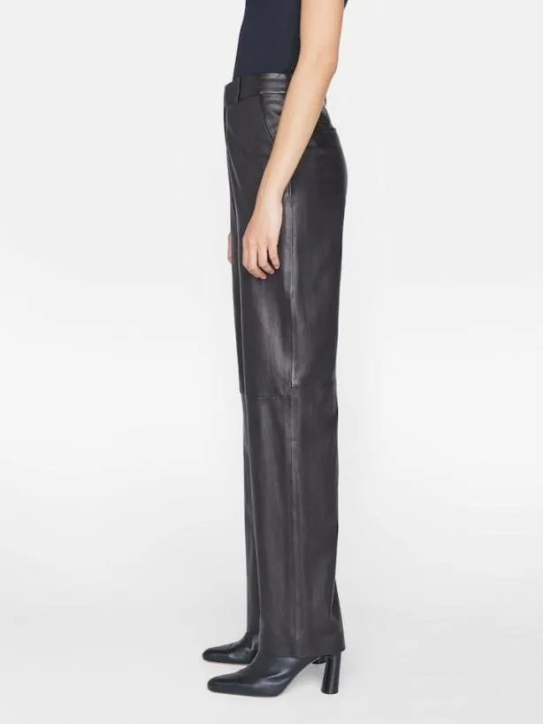 Frame High Rise Relaxed Leather Trouser In Noir Noir Women Pants Frame High Rise Relaxed Leather Trouser In Noir Noir Women Pants