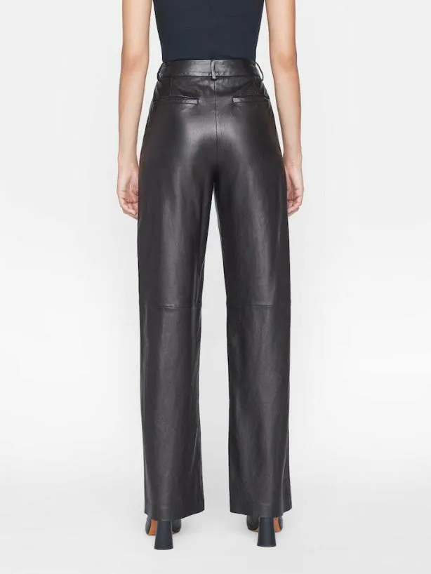 Frame High Rise Relaxed Leather Trouser In Noir Noir Women Pants Frame High Rise Relaxed Leather Trouser In Noir Noir Women Pants