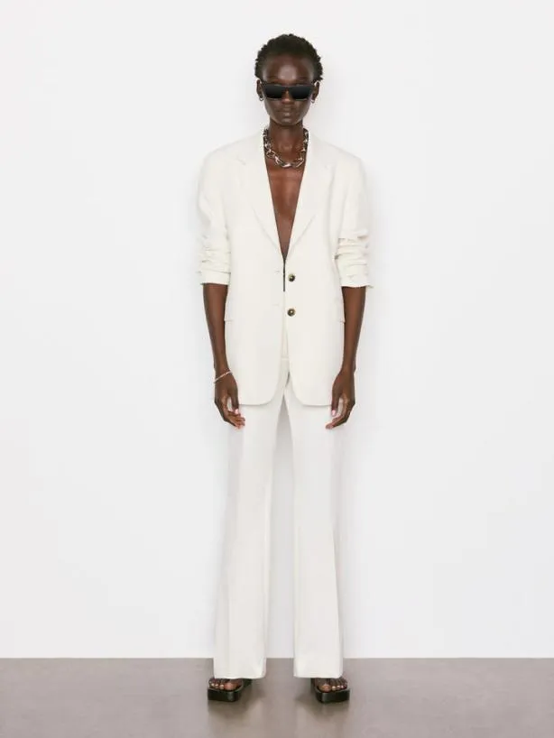 Frame Le High Flare Trouser In Blanc Blanc Women Pants Frame Le High Flare Trouser In Blanc Blanc Women Pants