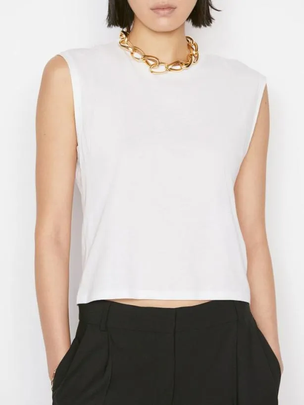 Frame Le High Rise Muscle Tee In Blanc Blanc Women Tanks and Tees Frame Le High Rise Muscle Tee In Blanc Blanc Women Tanks and Tees