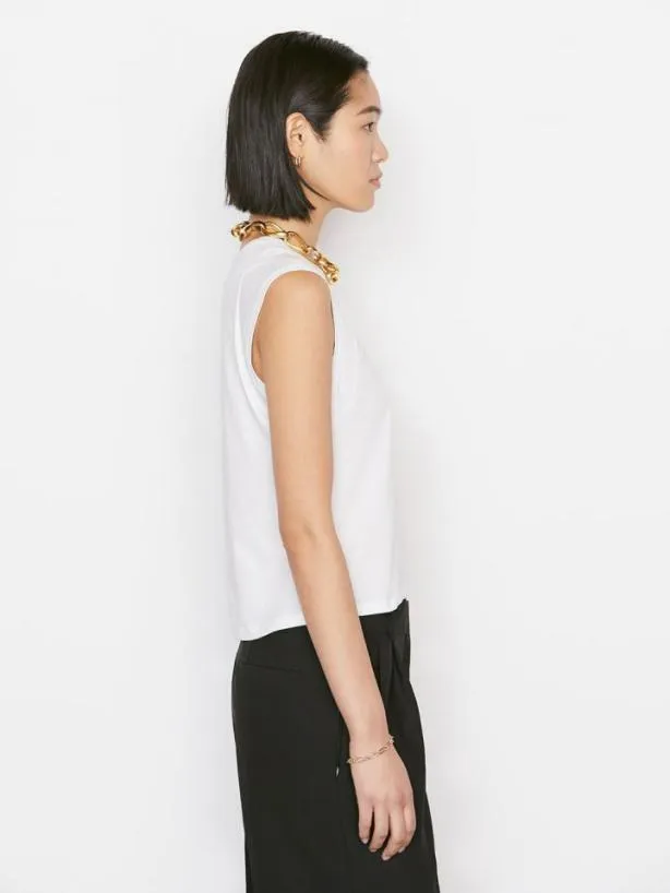 Frame Le High Rise Muscle Tee In Blanc Blanc Women Tanks and Tees Frame Le High Rise Muscle Tee In Blanc Blanc Women Tanks and Tees